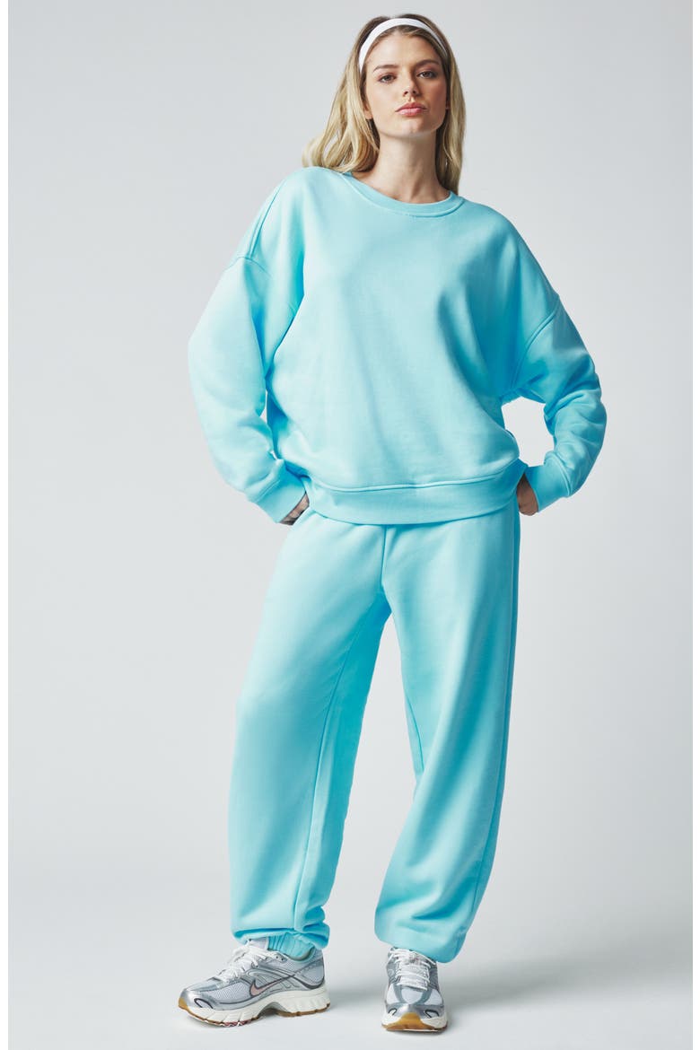 Cotton Blend Boyfriend Joggers, Alternate, color, TROPICAL BLUE