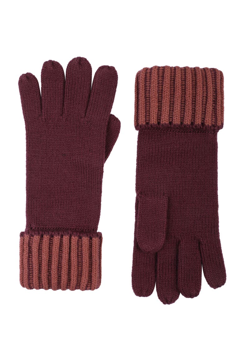 Plaited Rib Gloves, Main, color, AMARONE RED MULTI