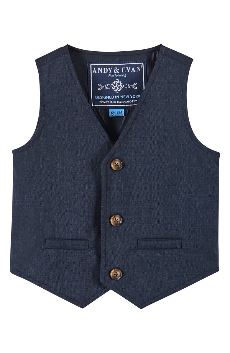 Andy & Evan Tie, Vest, Button-Up Shirt & Pants Set, Alternate, color, Navy Plaid