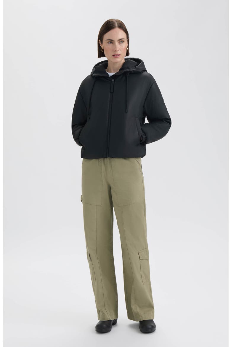 Leah Water Repellent Hooded Crop Puffer Jacket, Alternate, color, BLACK