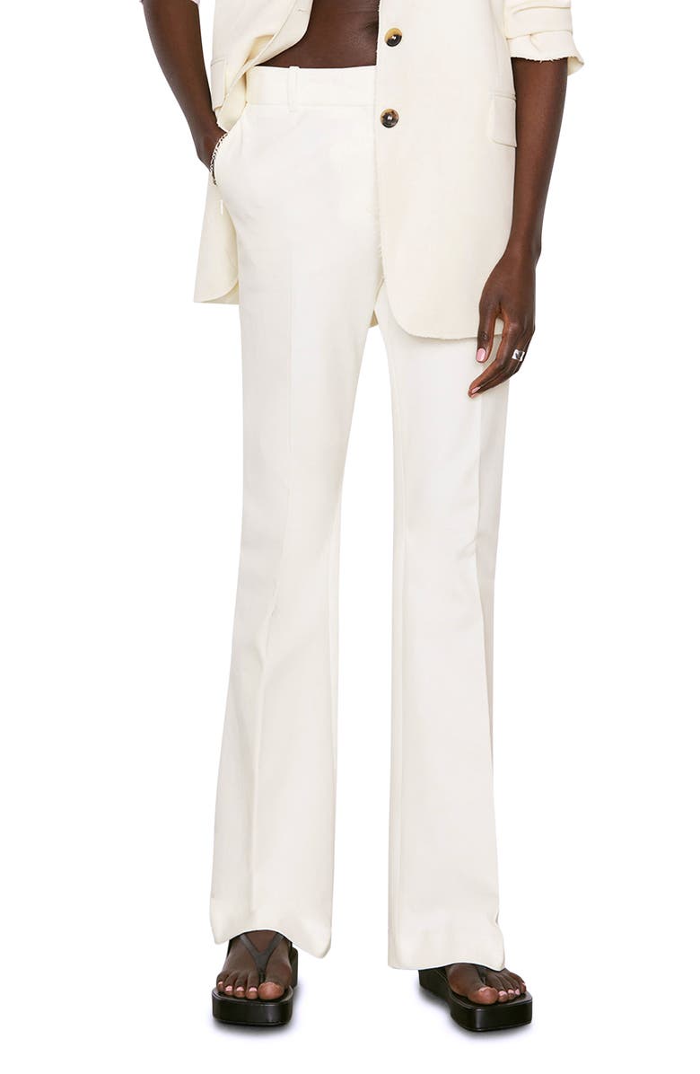 FRAME Le High Flare Stretch Cotton Trouser Pants, Main, color, Blanc