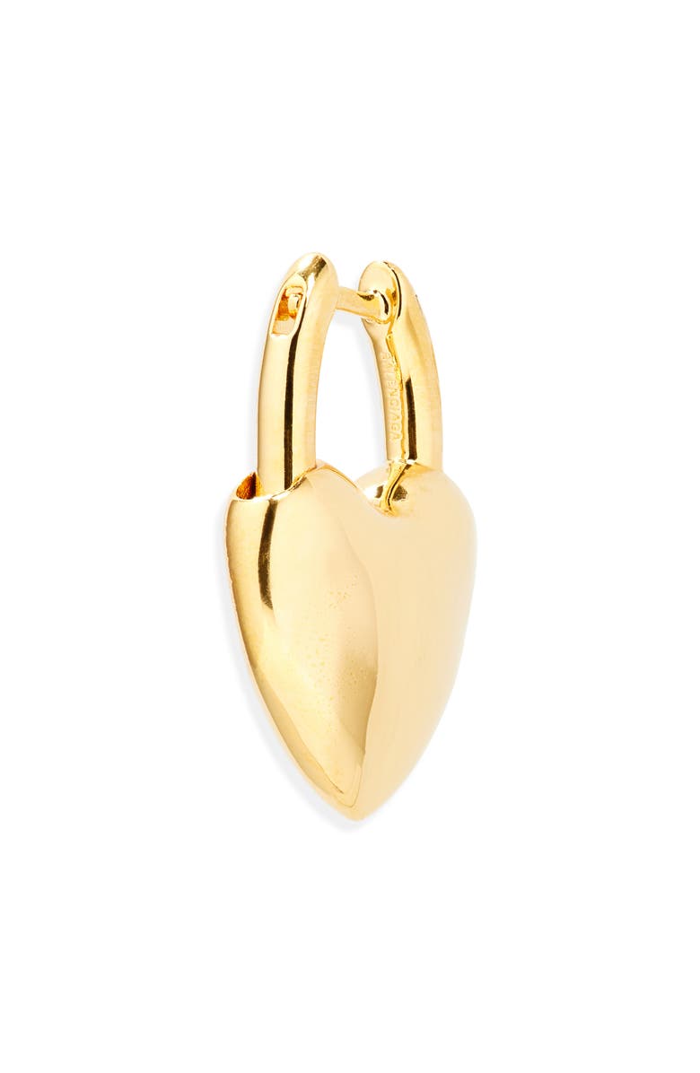 Balenciaga Minnie Heart Lock Earrings, Alternate, color, Shiny Gold