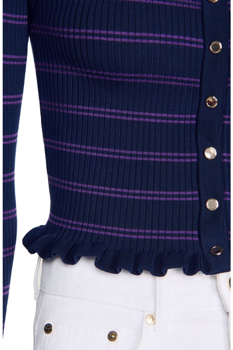 Striped knit cardigan, Alternate, color, Navy / purple
