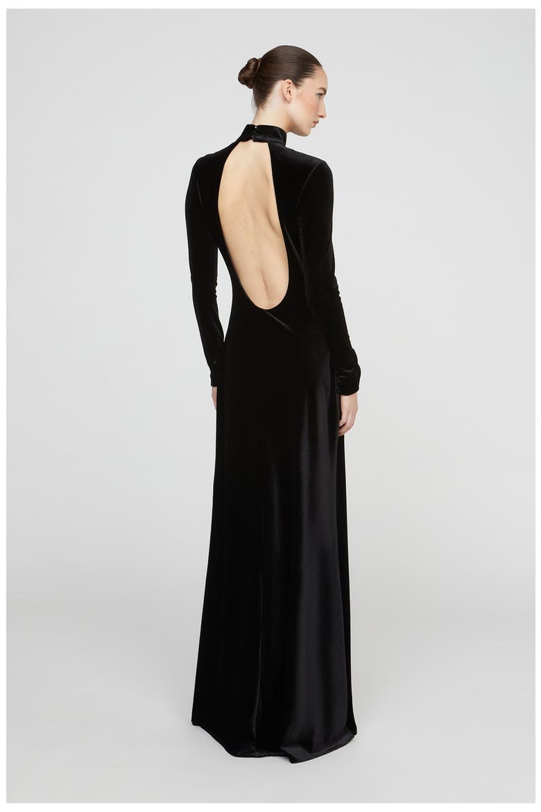 Kaia Velvet Gown, Alternate, color, Black
