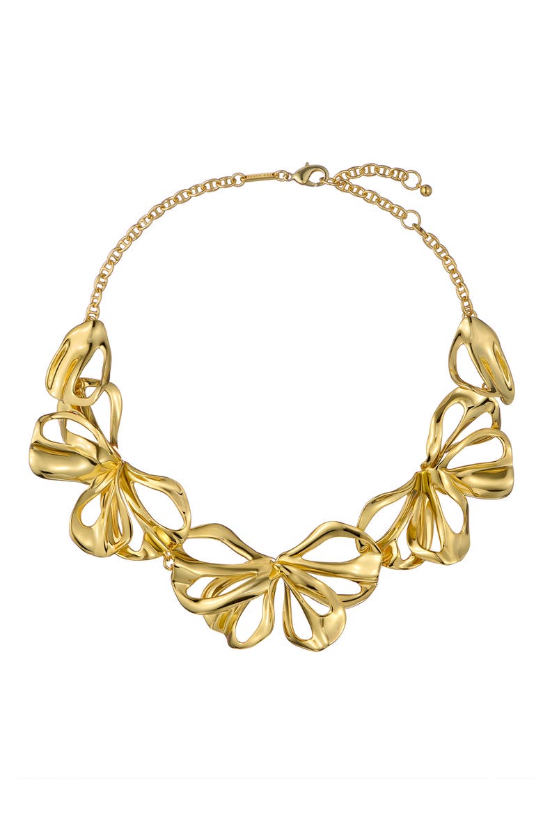 Leona Abstract Leaf Statement Necklace, Main, color, GOLD TONE