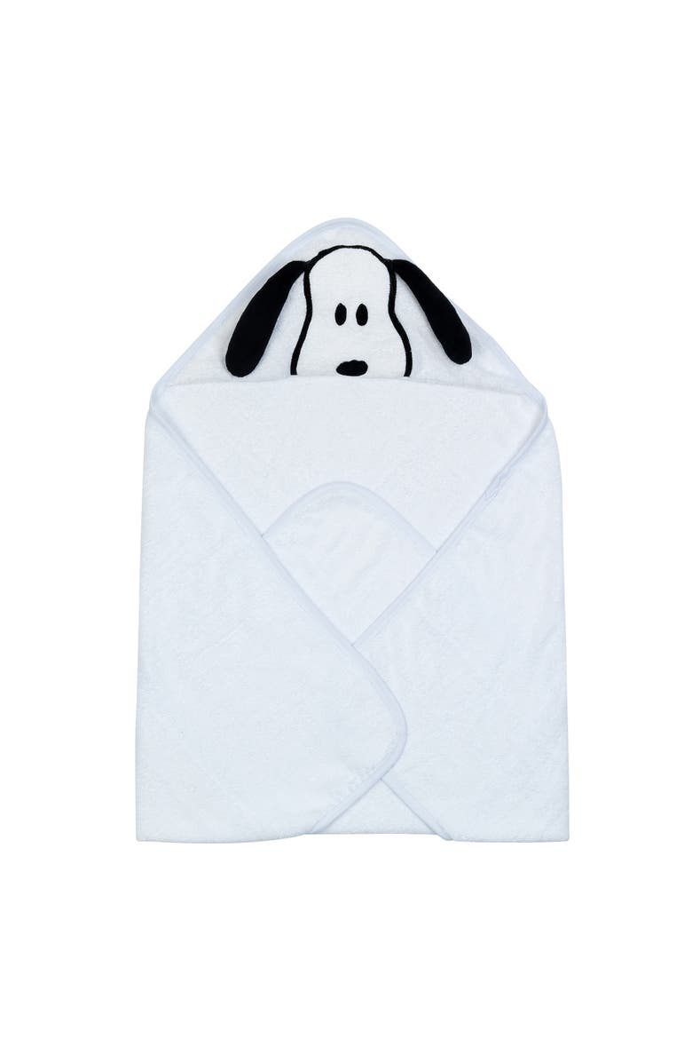 Lambs & Ivy Snoopy Baby/Infant Cotton Hooded Bath Towel, Alternate, color, White