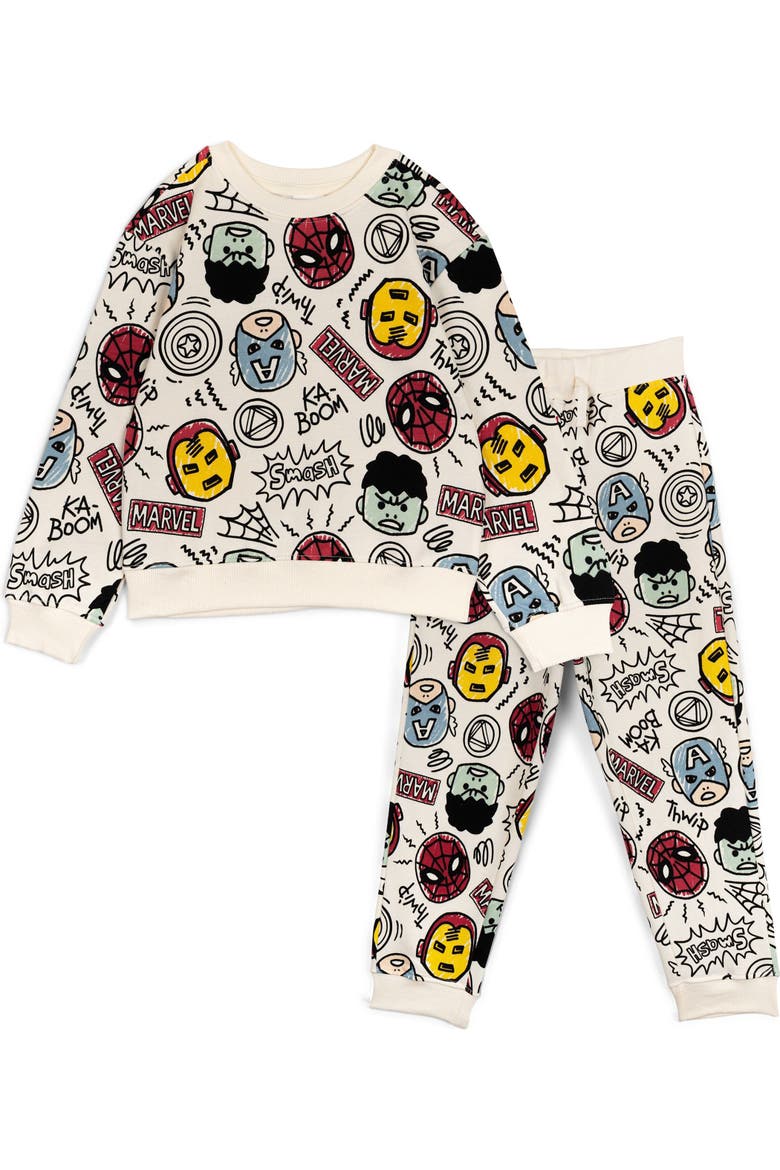 Avengers Fleece 2-Piece Sweatshirt and Pants Set, Main, color, Ivory