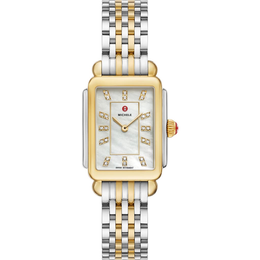 MICHELE Deco Courbe Diamond & 18K Gold Plate Bracelet Watch, 26mm x 32mm in Two Tone  product