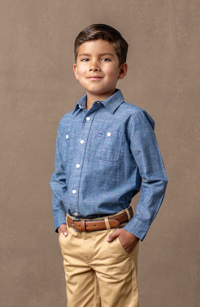 Hope & Henry Organic Long Sleeve Chambray Button Down Shirt, Alternate, color, Blue Chambray