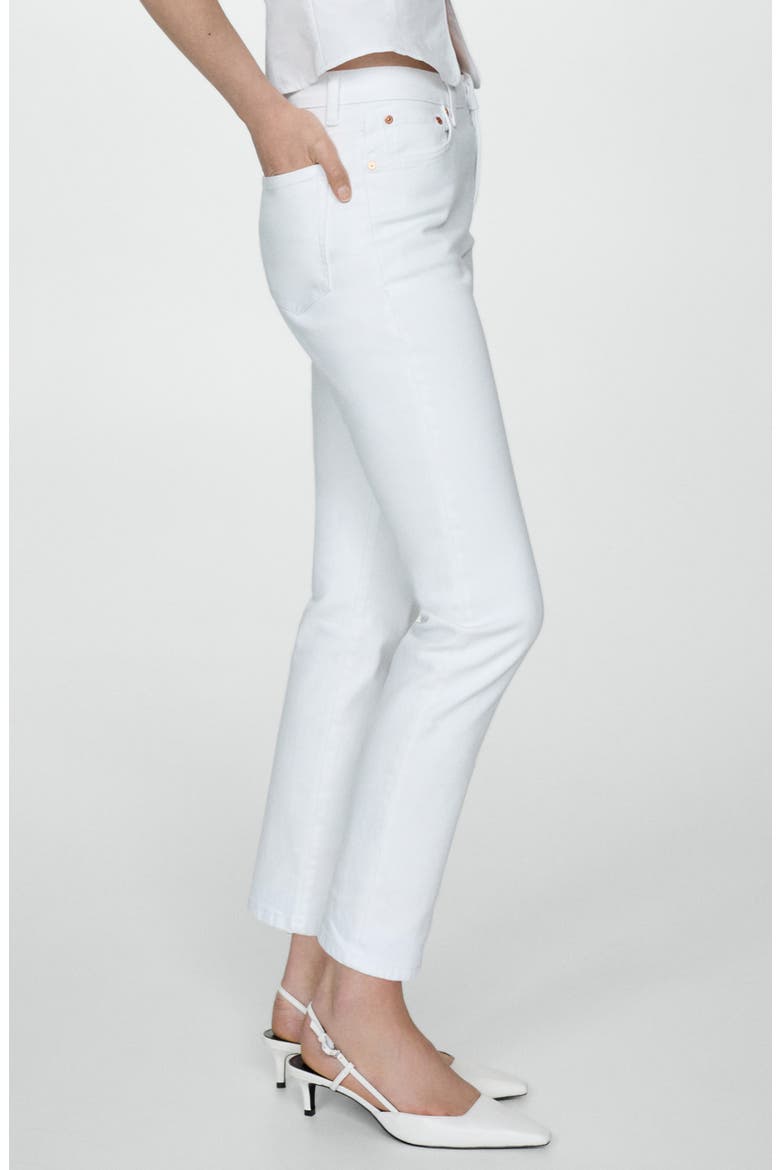 Claudia Waxed Crop Slim Fit Jeans, Alternate, color, WHITE
