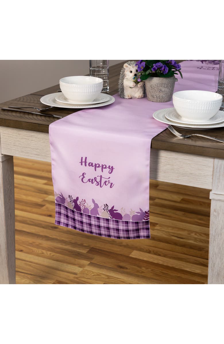 Northlight Happy Easter Plaid Table Runner - 72" - Purple, Alternate, color, Purple