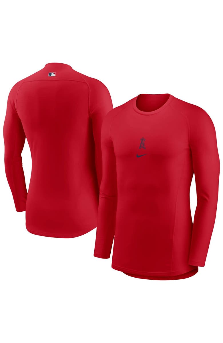 Nike Men's Nike  Red Los Angeles Angels Base Layer Raglan Long Sleeve Performance T-Shirt, Main, color, 