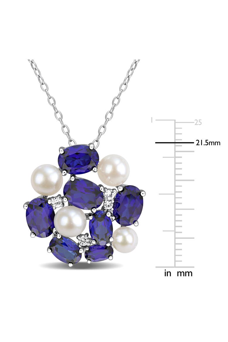 Cultured Freshwater Pearl Cluster Pendant Necklace, Alternate, color, BLUE