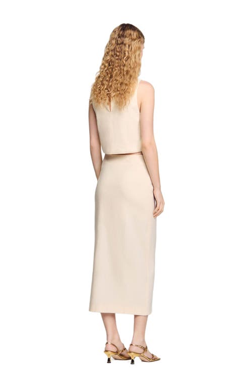 Sandro Mira Button-front Midi Skirt In Ecru