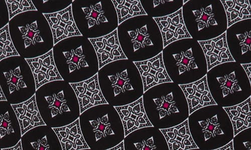 Renee C Long Sleeve Geo Ruched Midi Dress In Black