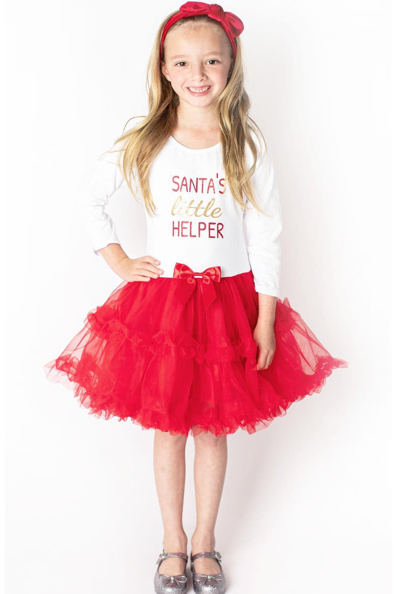 Kids' Santa's Little Helper Dress, Main, color, RED/ WHITE