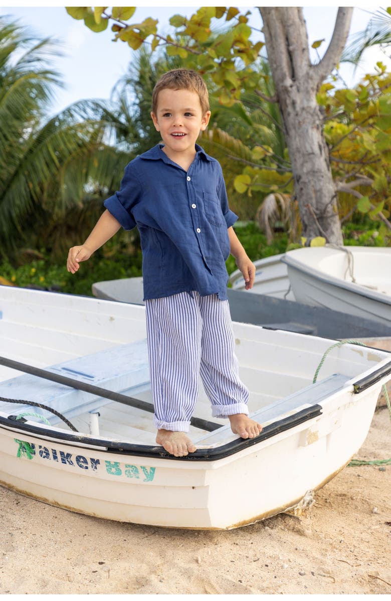 Mer St. Barth Remi Boy's Button Front Shirt Lapis Blue, Alternate, color, Blue