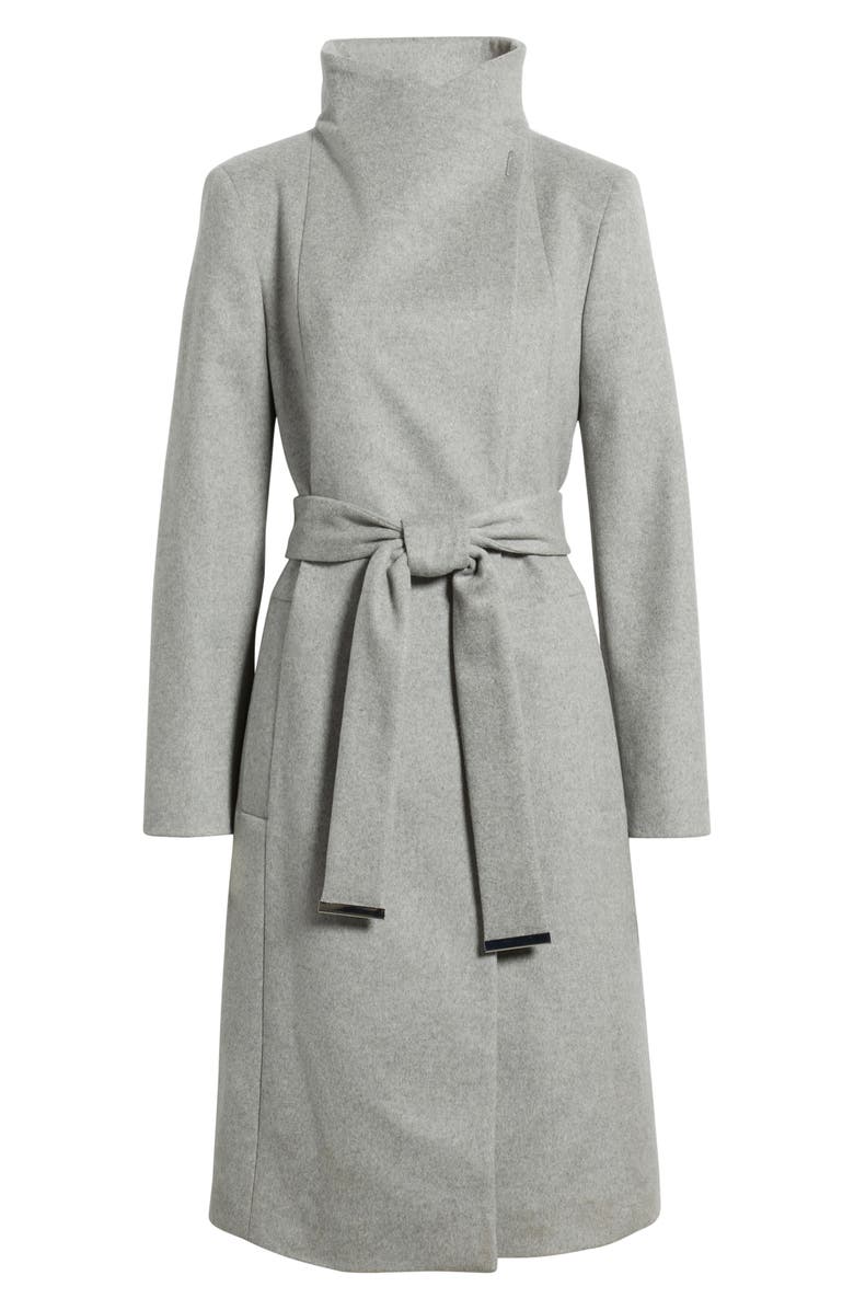 BOSS Wool & Cashmere Belted Coat, Alternate, color, Light Pastel/ Grey