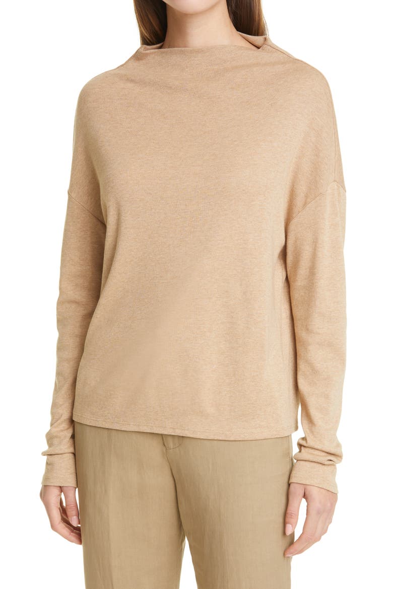 Funnel Neck Drop Shoulder Sweater, Main, color, HEATHER HAZEL