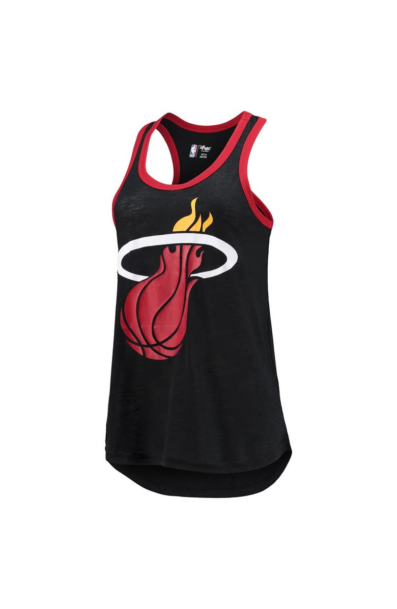 G-III SPORTS BY CARL BANKS Women's G-III Sports by Carl Banks Black Miami Heat Showdown Scoop Neck Racerback Tank Top, Alternate, color,