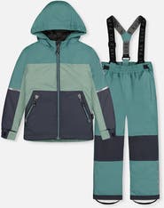 Deux par Deux Colorblock Lightweight Jacket & Foot Strap Pants Two Piece Snowsuit
