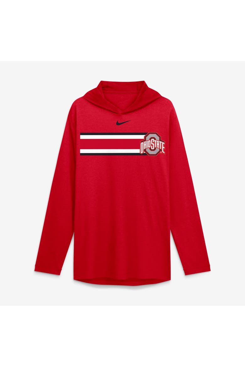 Men's Nike Scarlet Ohio State Buckeyes Primetime Pattern Tri-Blend Dri-FIT Long Sleeve Hooded T-Shirt, Main, color, Scarlet