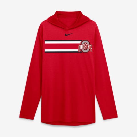 Men's Nike Scarlet Ohio State Buckeyes Primetime Pattern Tri-Blend Dri-FIT Long Sleeve Hooded T-Shirt