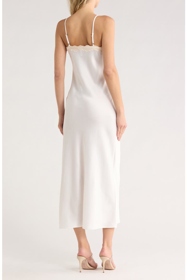 Lace Trim Satin Maxi Dress, Alternate, color, IVORY DOVE