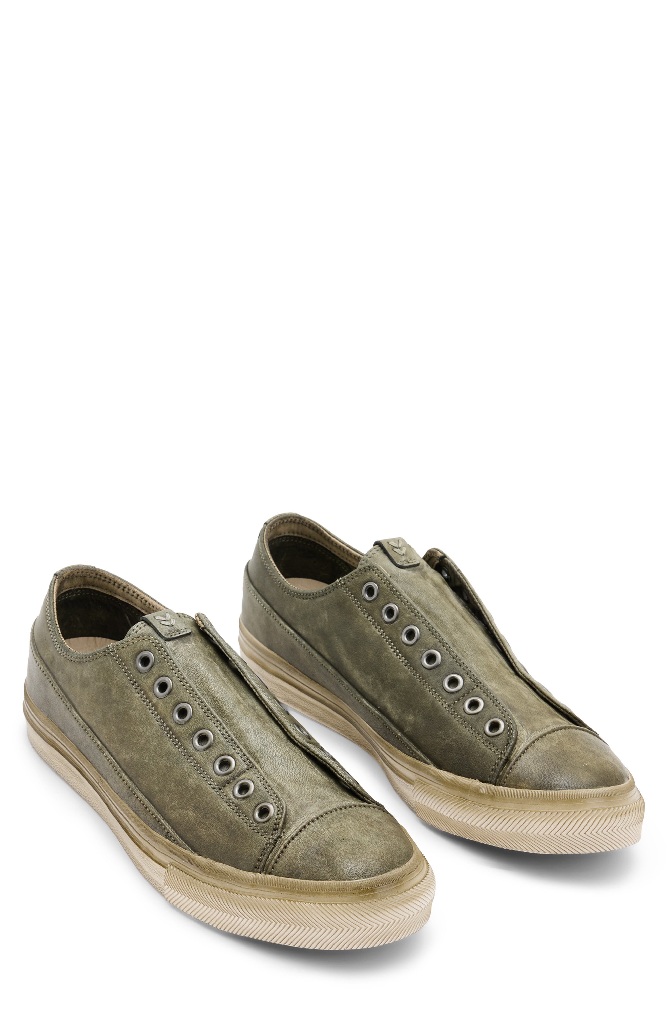 John Varvatos Laceless Low Sneaker, Main, color, Olive