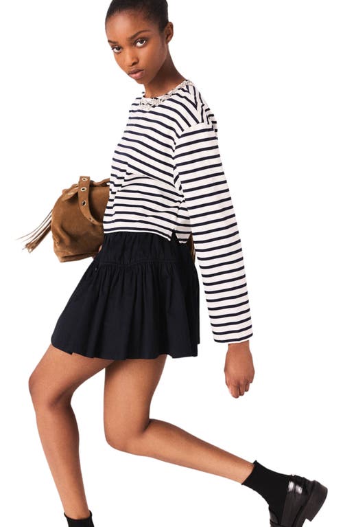 Maje Striped Long-sleeved T-shirt In White