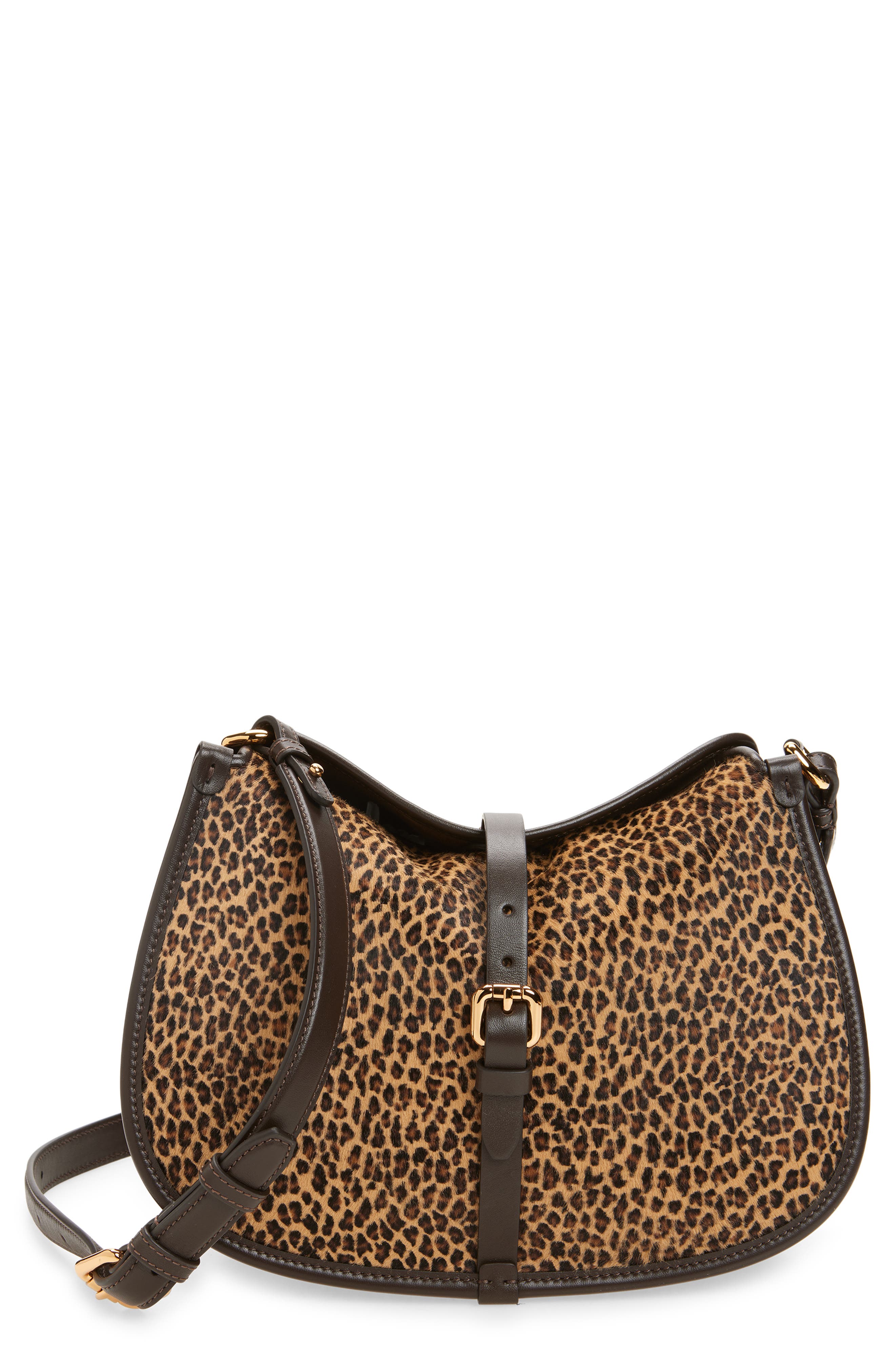 Etro Medium Pony Leopard Print Genuine Calf Hair Shoulder Bag, Main, color, Beige M0121