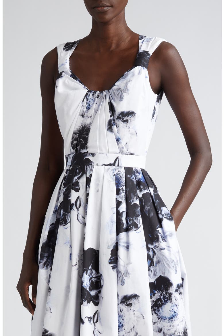 Chiaroscuro Floral Cotton Poplin Fit & Flare Dress, Alternate, color, INK
