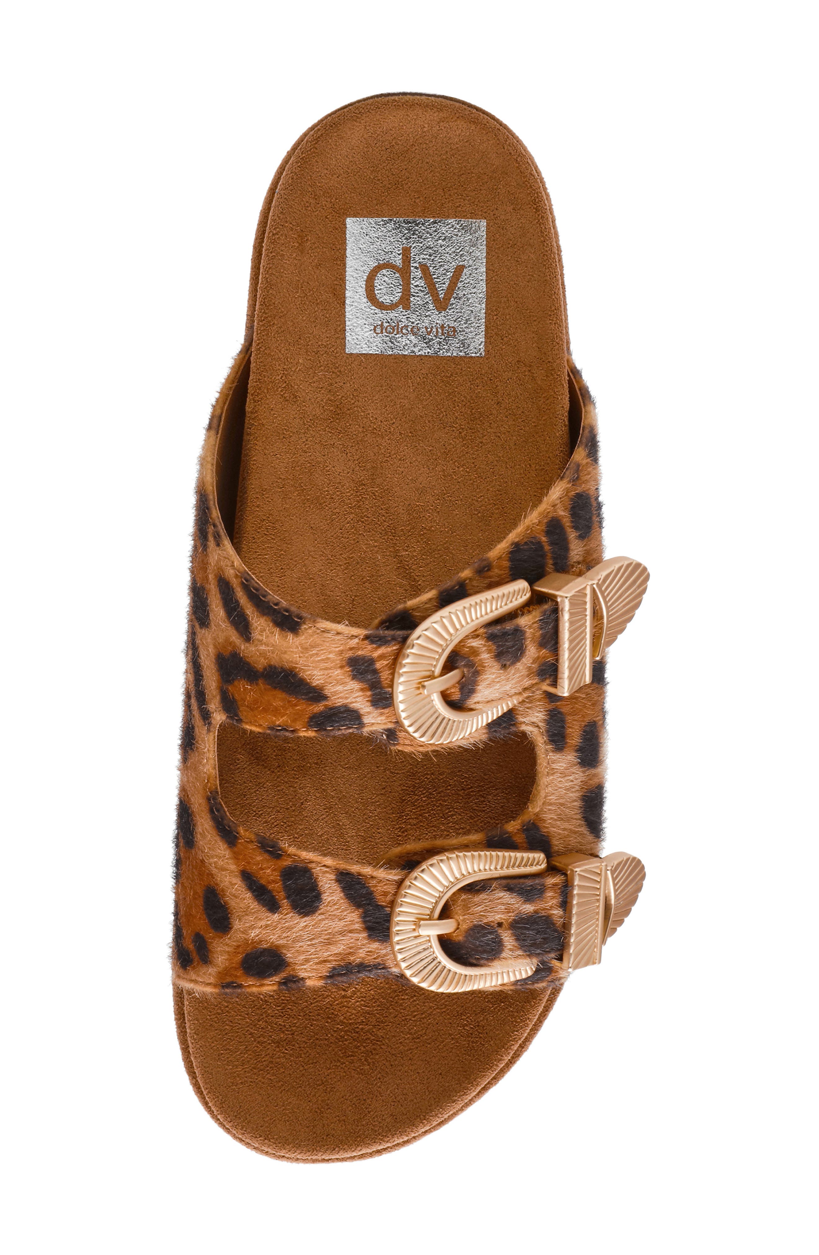 DV by Dolce Vita Percy Slide Sandal, Alternate, color, Leopard Faux Calf Hair
