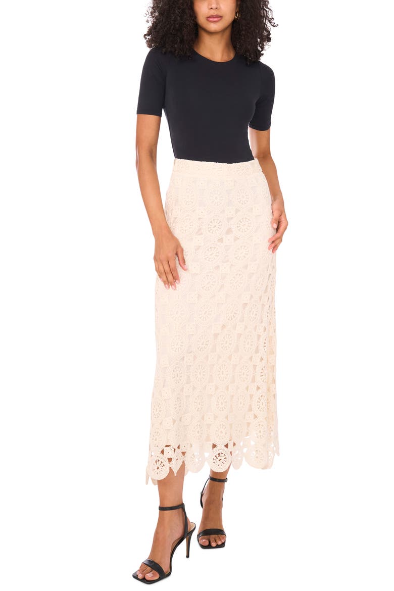 Crochet Cotton Blend Maxi Skirt, Alternate, color, NATURAL