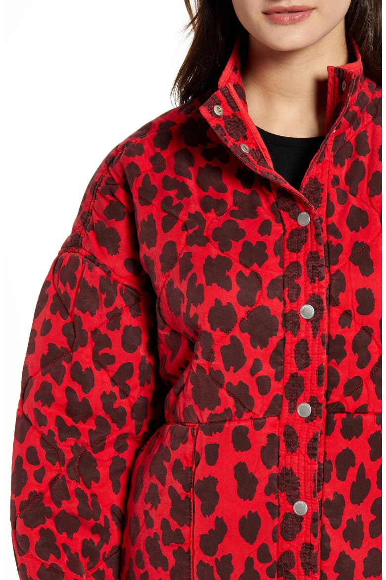 Leopard Print Quilted Jacket, Alternate, color, FIERCE