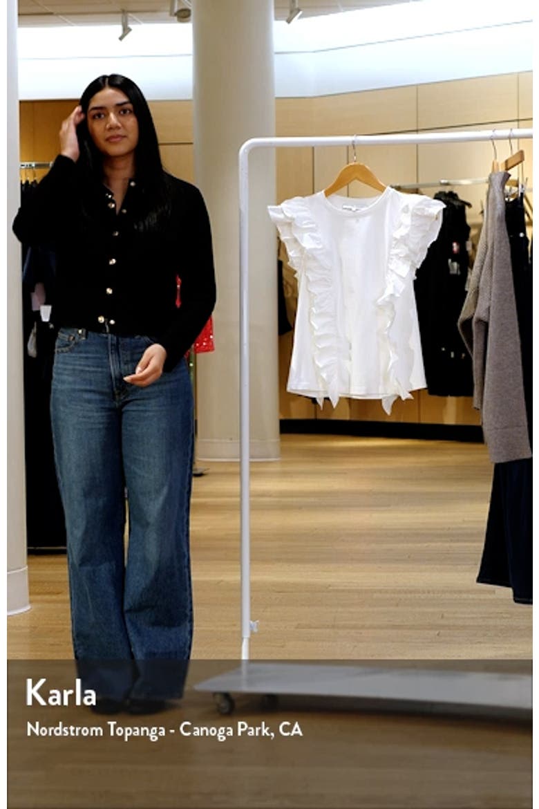 Poplin Ruffle Trim Knit Top video
