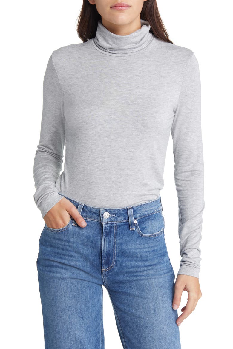 Nissa Soft Slouch Turtleneck Top, Main, color, GREY HEATHER