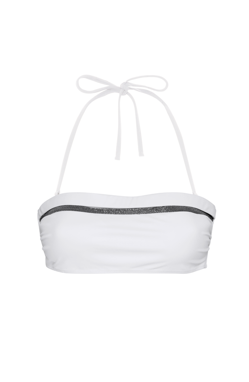 Brunello Cucinelli Bikini Bandeau Top With Monili In White