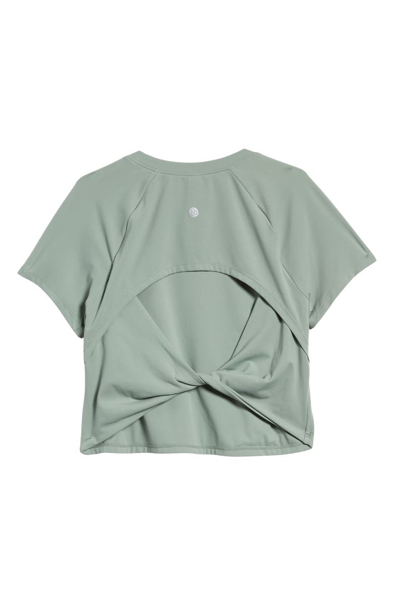 Zella Girl Kids' Spiral Back Twist Cutout T-Shirt, Alternate, color, 