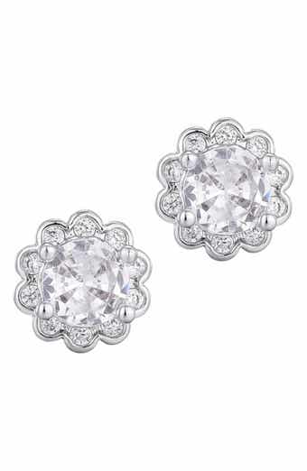 Adornia Cubic Zirconia Floral Halo Stud Earrings