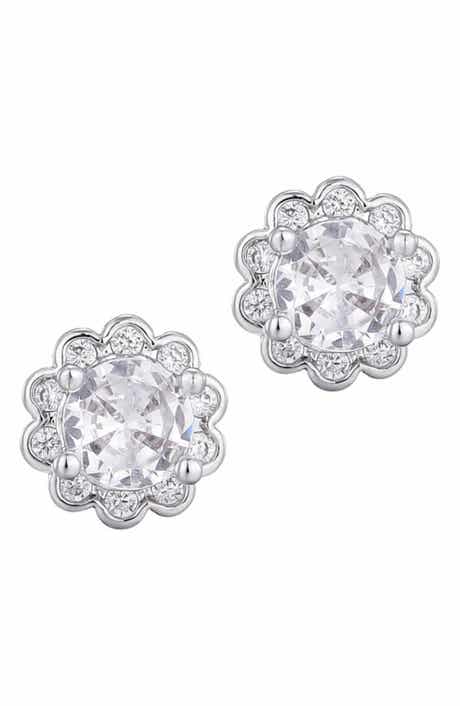 Adornia Cubic Zirconia Floral Halo Stud Earrings