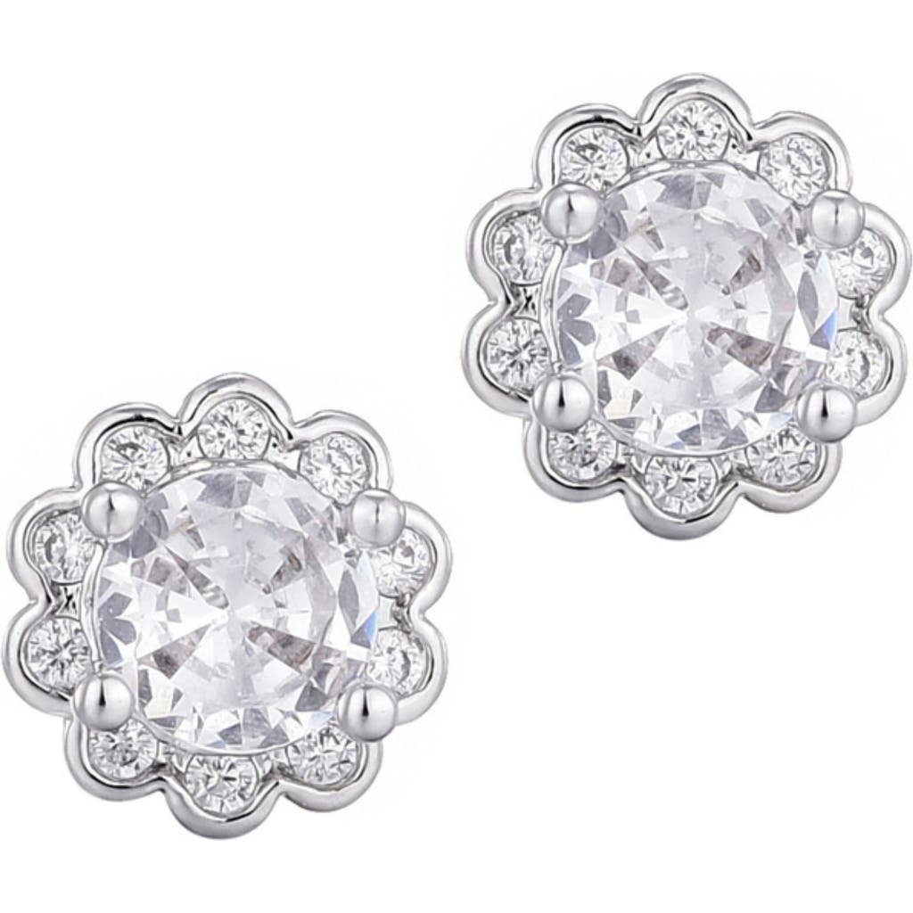 Adornia Cubic Zirconia Floral Halo Stud Earrings