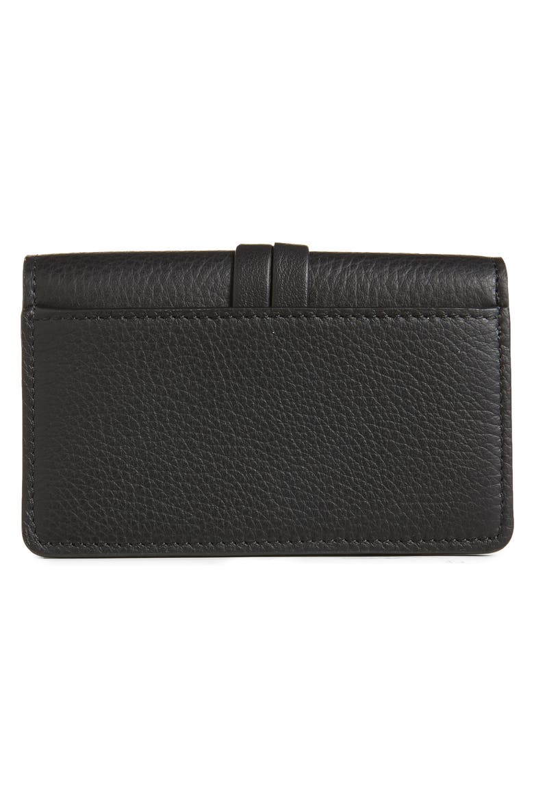 Alphabet Leather Foldover Card Case, Alternate, color, BLACK