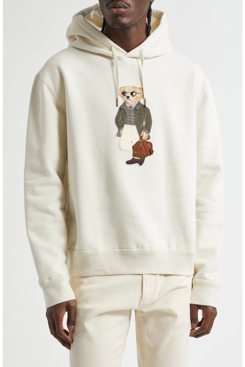 Polo Bear Appliqué Fleece Hoodie, Main, color, CLASSIC CREAM