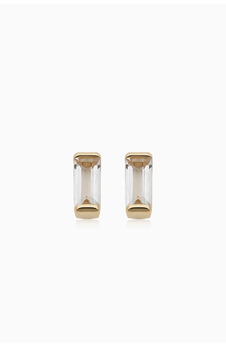 Oradina 14K Gold Fresco Baguette Micro Studs Earrings, Alternate, color, Yellow Gold - White Topaz