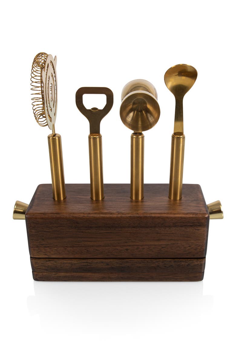 Sidecar 5-Piece Bar Tool Set, Main, color, BROWN