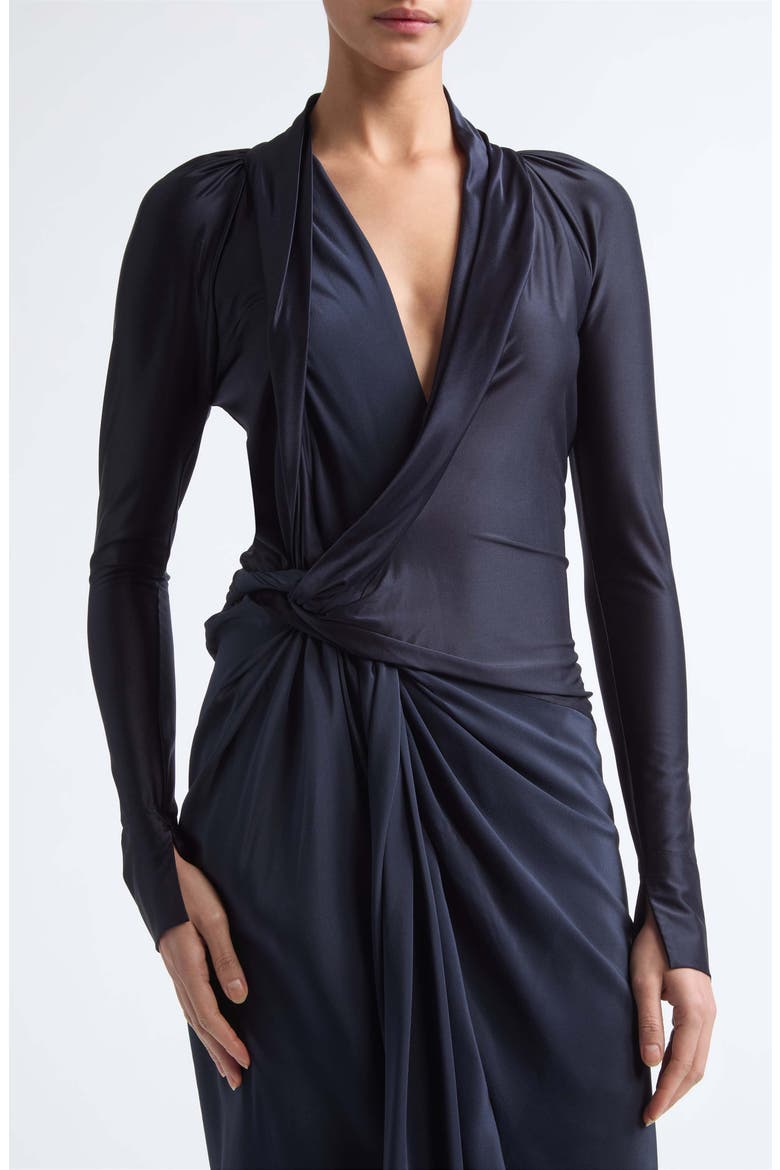 Lea Twist Front Jersey Midi Dress, Alternate, color, NAVY
