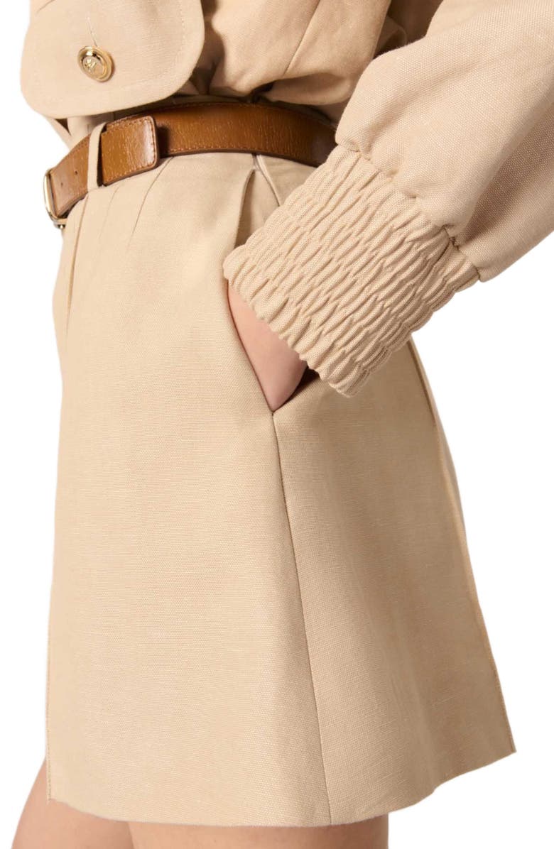 maje Linen and cotton shorts with darts, Alternate, color,