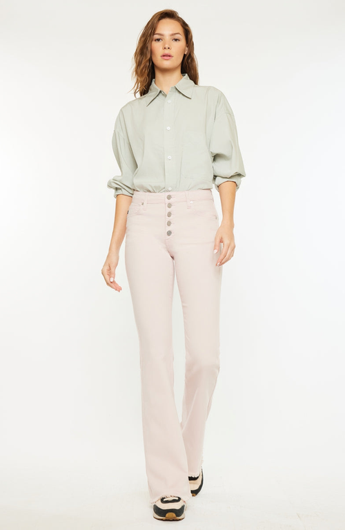 Kancan Ricola High Rise Flare Jeans In Pink