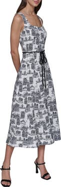 KARL LAGERFELD Landmark Print Sleeveless Dress